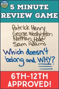 a 5 minute review game, what doesn't belong and why